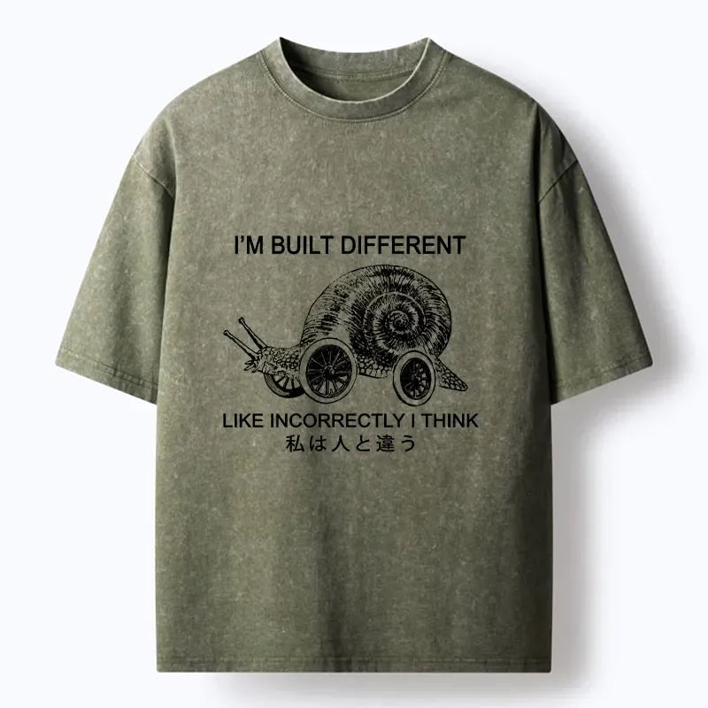 Washed streetwear snail t-shirt for men