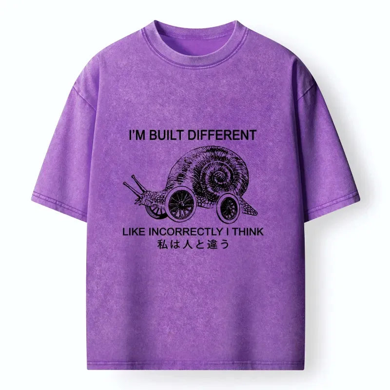 Washed streetwear snail t-shirt for men