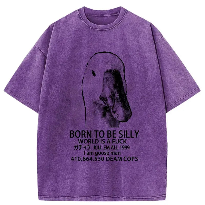 Kyoto-Lion Born To Be Silly Washed T-Shirt