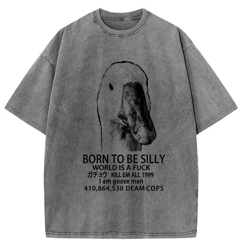 Kyoto-Lion Born To Be Silly Washed T-Shirt