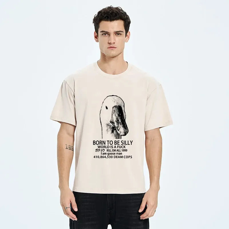 Kyoto-Lion Born To Be Silly Washed T-Shirt