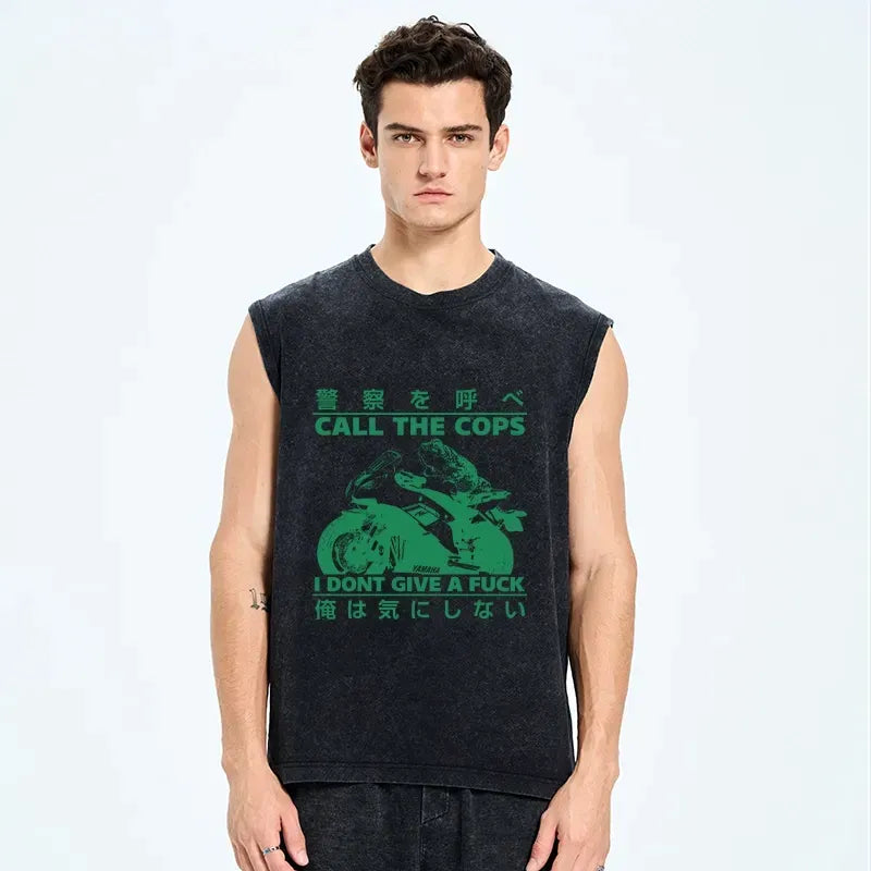 Funny Frog Riding Motorcycle Washed Tank