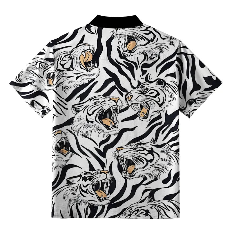 Kyoto-Lion Roaring Tiger Aloha Hawaiian Shirt