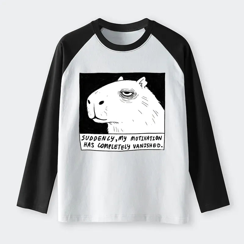 Kyoto-Lion Power Has Completely Disappeared Raglan Long Sleeve T-shirt