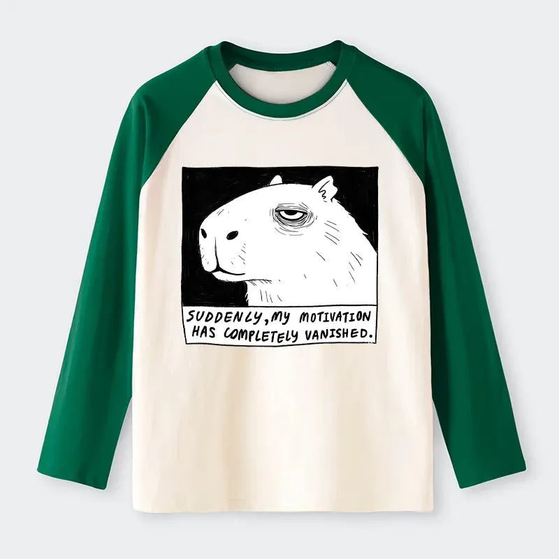 Kyoto-Lion Power Has Completely Disappeared Raglan Long Sleeve T-shirt