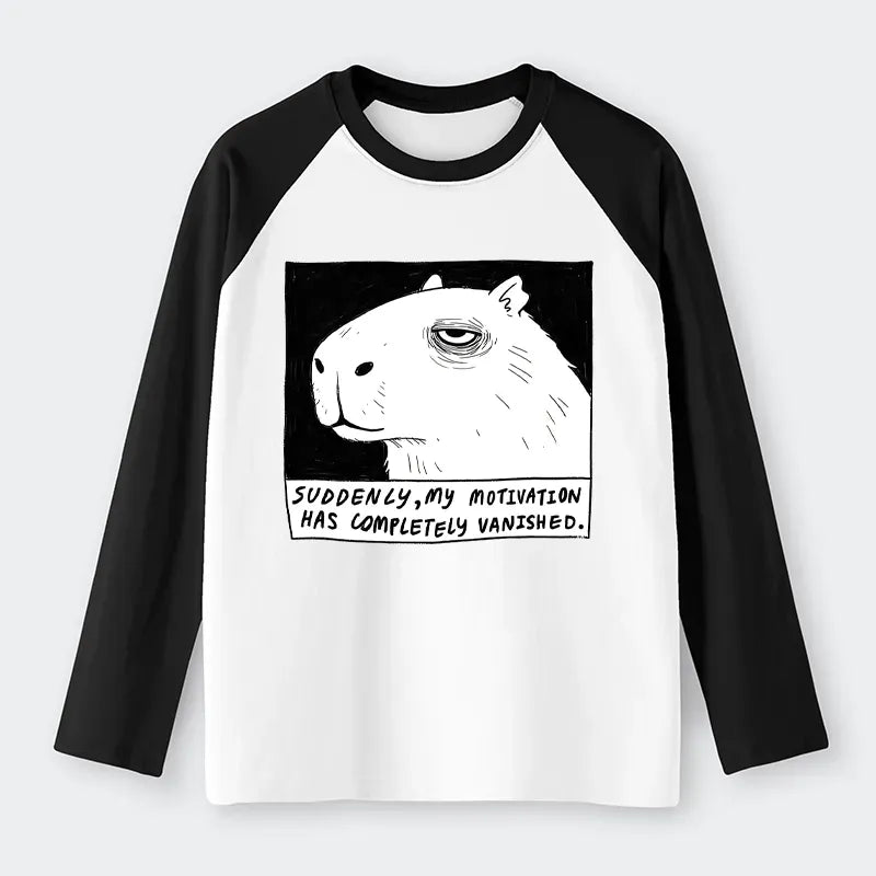Kyoto-Lion Power Has Completely Disappeared Raglan Long Sleeve T-shirt