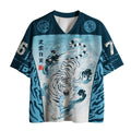 Kyoto-Lion Blue Cloud White Tiger Wave Mesh Jersey