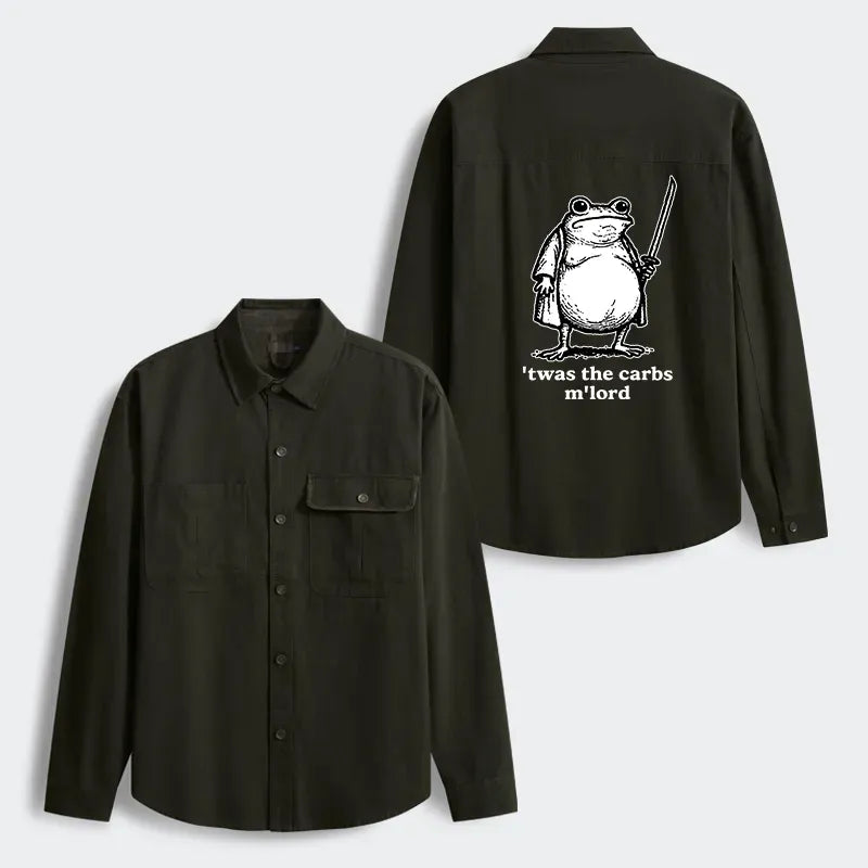Kyoto-Lion Funny Fat Samurai Frog Men's Corduroy Work Jacket