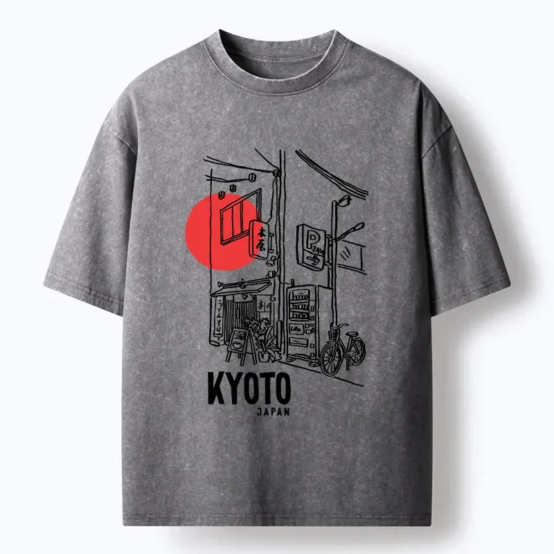 Kyoto-Lion Kyoto Travel Street Washed T-Shirt
