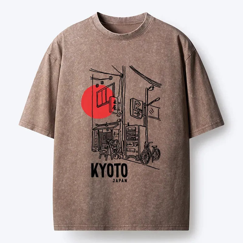 Kyoto-Lion Kyoto Travel Street Washed T-Shirt