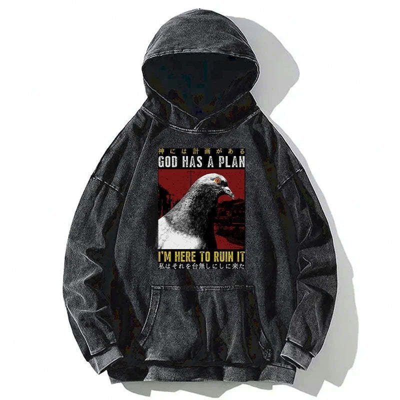 Kyoto-Lion Pigeons That Want To Break The Plan Washed Hoodie