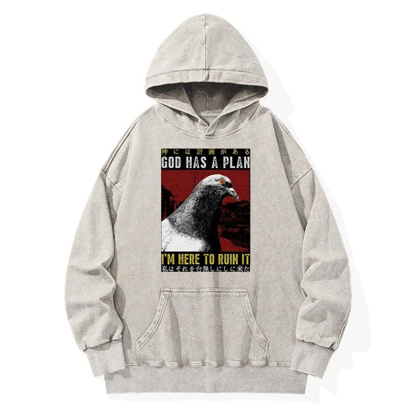 Japanese Retro Washed Hoodie for Streetwear