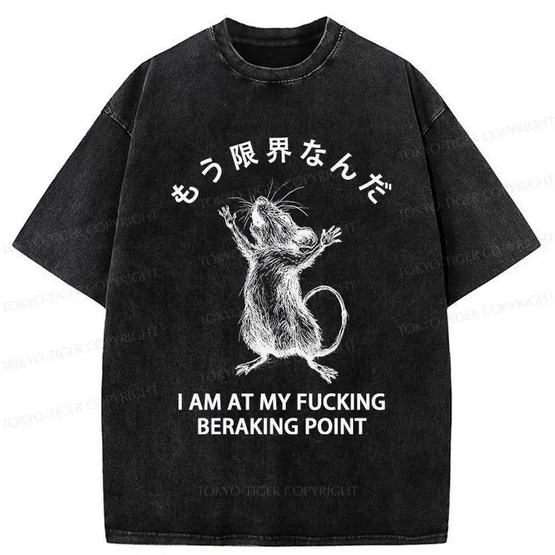 Japanese Funny Mouse Washed T-Shirt