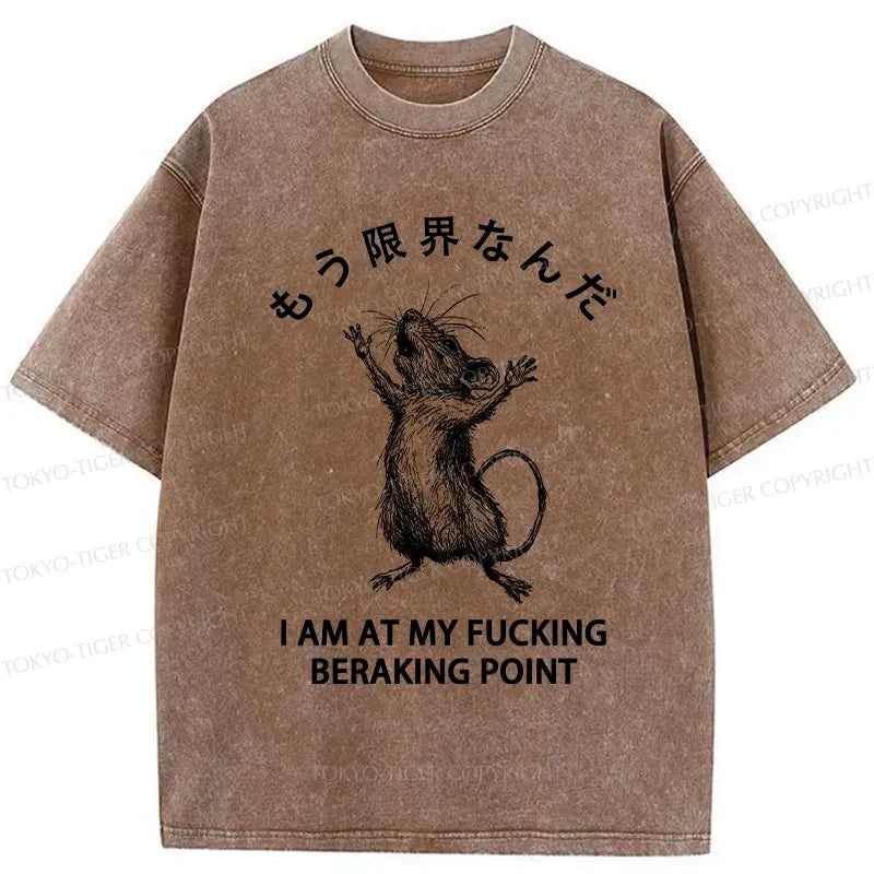 Japanese Funny Mouse Washed T-Shirt