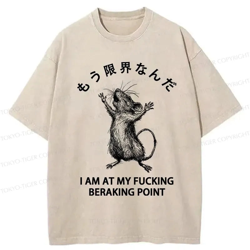 Japanese Funny Mouse Washed T-Shirt