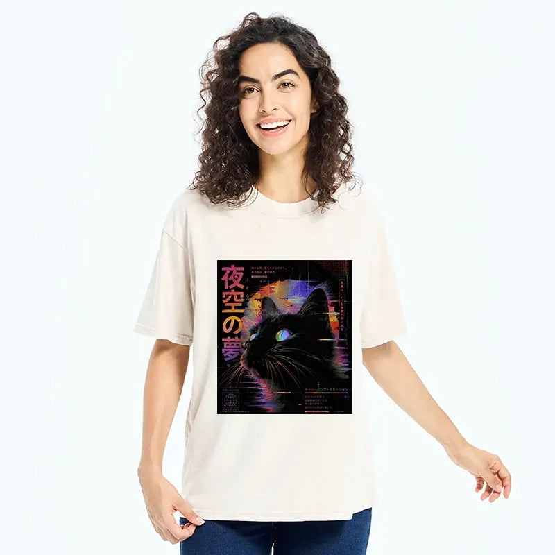 Kyoto Night Sky Cat Shirt On Sale