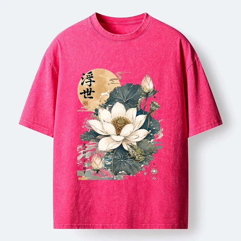 Kyoto-Lion Ukiyo Lotus Frog Washed T-Shirt