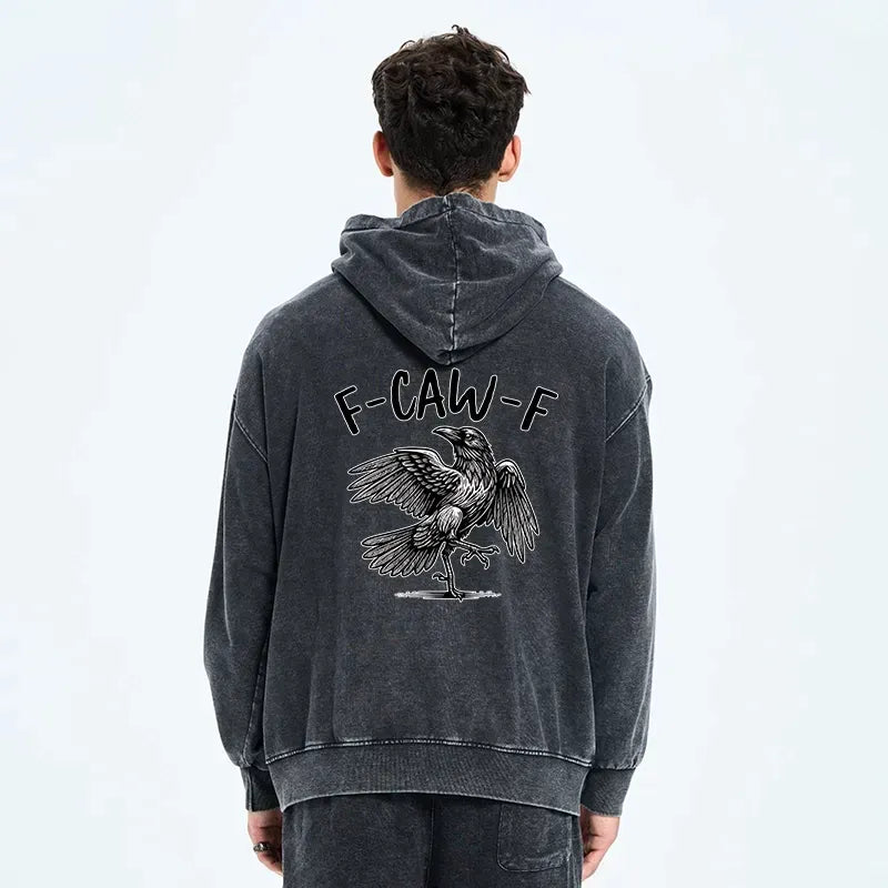 Kyoto-Lion Crow's Cry Funny Washed Zip Hoodie