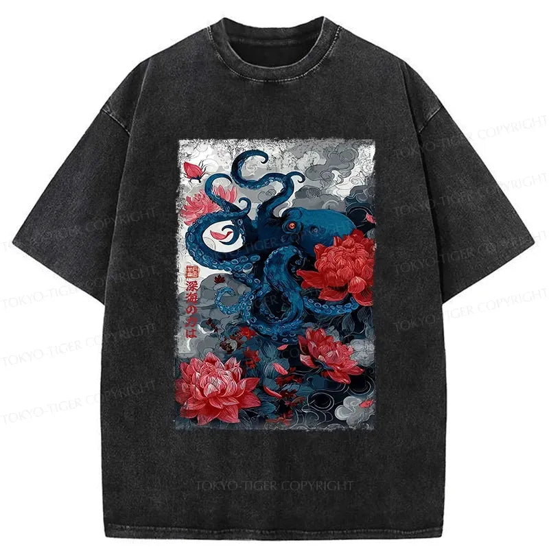 Japanese Retro Octopus T-Shirt on Sale