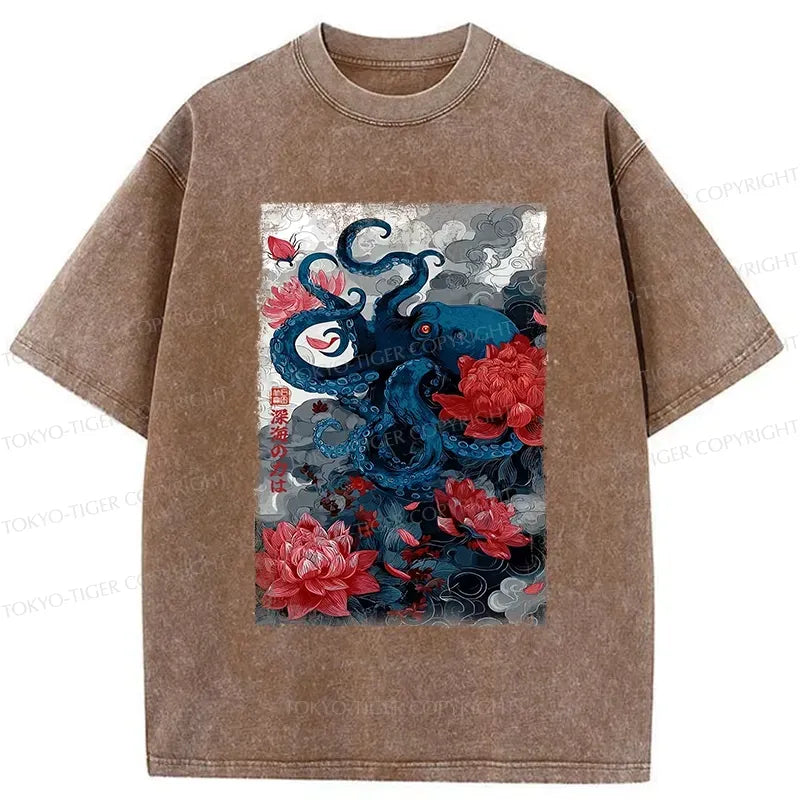 Japanese Retro Octopus T-Shirt on Sale