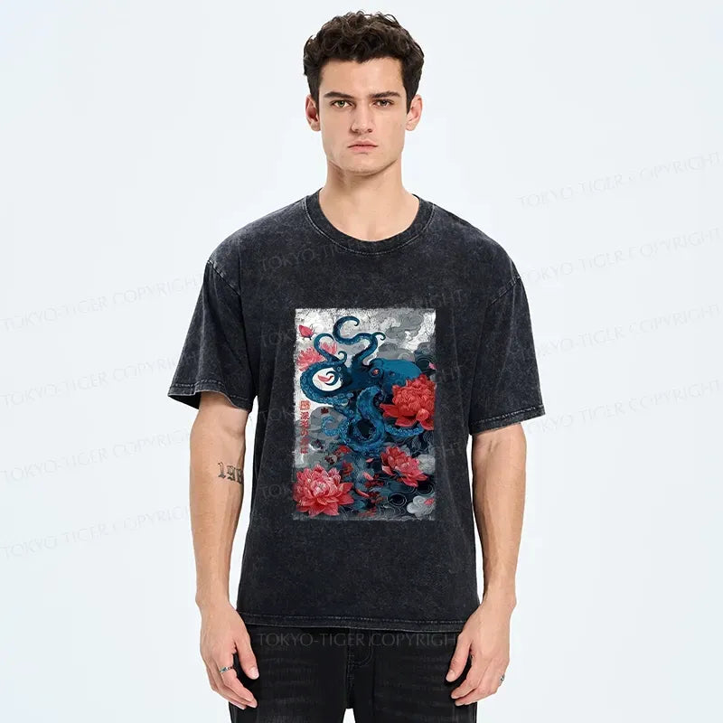 Japanese Retro Octopus T-Shirt on Sale