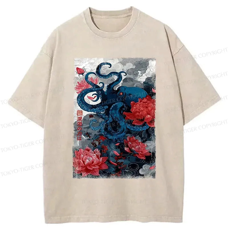 Japanese Retro Octopus T-Shirt on Sale