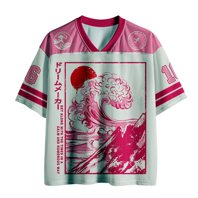 Big Pink Lion Mesh Jersey for Daily Wear