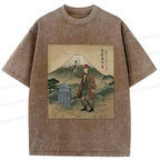 Kyoto-Lion The Gentleman Who Encountered Mount Fuji Washed T-Shirt