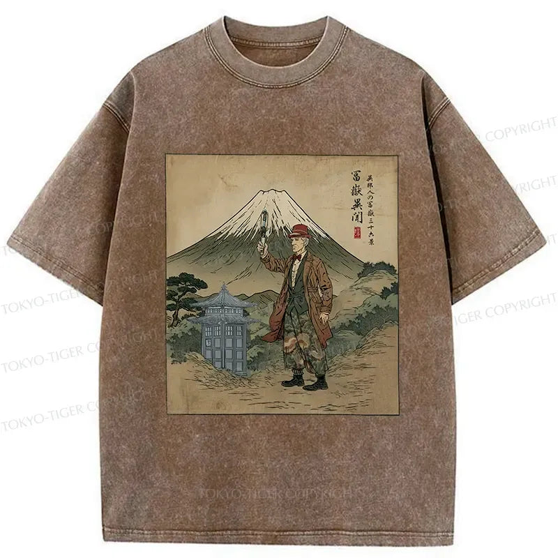 Kyoto-Lion The Gentleman Who Encountered Mount Fuji Washed T-Shirt