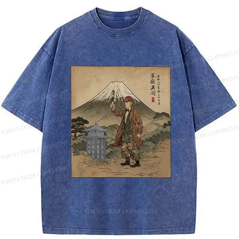 Kyoto-Lion The Gentleman Who Encountered Mount Fuji Washed T-Shirt