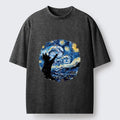 Trendy Black Cat Ukiyo-e T-Shirt for Gift Idea