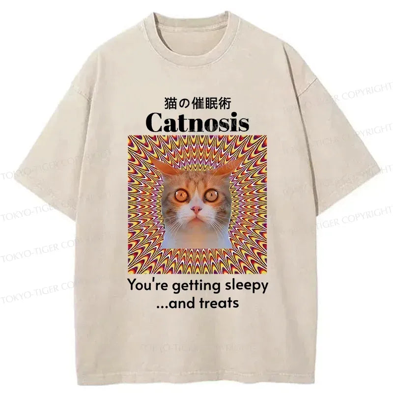 Kyoto-Lion Hypnotist Cat Washed T-Shirt