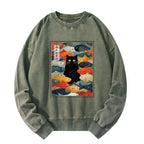 Kyoto-Lion The Cat's Feast of Fish Washed Sweatshirt