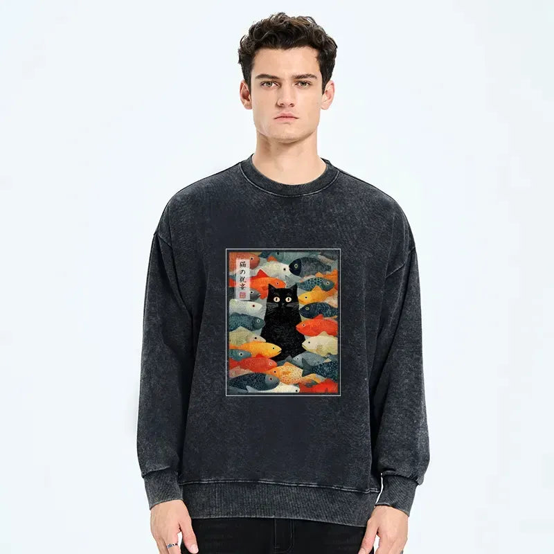 Ukiyo-e Cat Pullover Best Seller