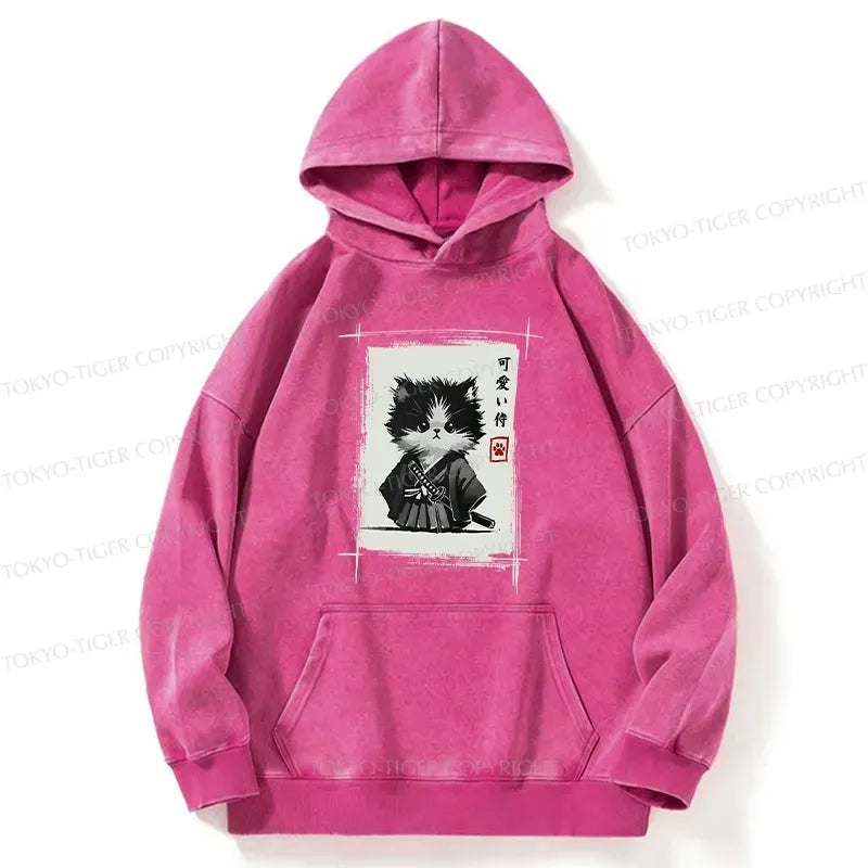 Japanese Samurai Cat Hoodie for Casual Wear