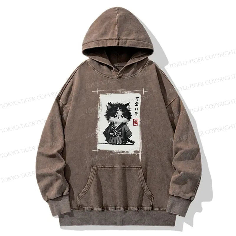 Washed Kitten Hoodie Unisex Gift for Him