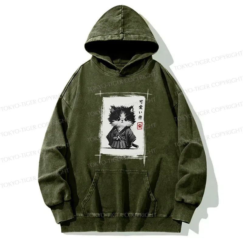 Japanese Samurai Cat Hoodie for Casual Wear
