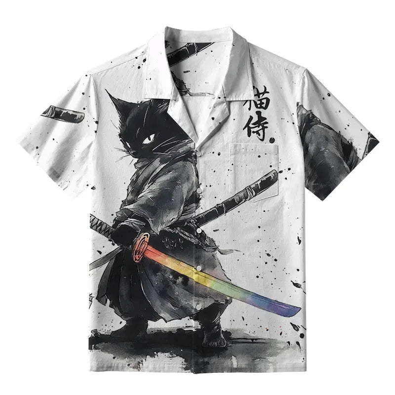 Kyoto Lion Cat Hawaiian Shirt on Sale