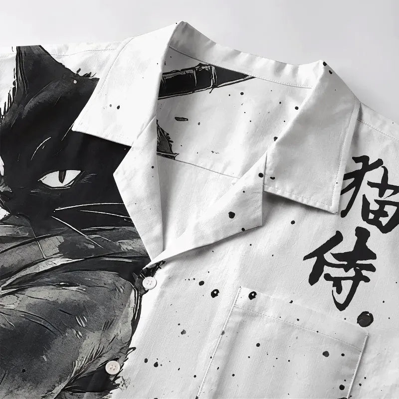 Kyoto Lion Cat Hawaiian Shirt on Sale