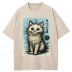 Kyoto-Lion The Kitten And Its Furball Friend Washed T-Shirt