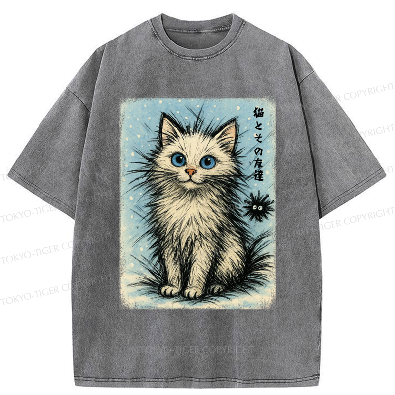Trendy Japanese Cat T-Shirt for Gift Idea