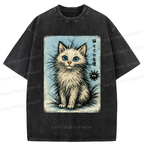Kyoto-Lion The Kitten And Its Furball Friend Washed T-Shirt