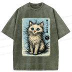 Trendy Japanese Cat T-Shirt for Gift Idea