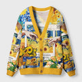 Kyoto-Lion Touch Of Sunflowers Ugly Cardigan Sweater