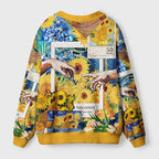 Kyoto-Lion Touch Of Sunflowers Ugly Cardigan Sweater