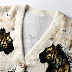 Kyoto-Lion Golden Tiger And Soaring Birds Ugly Cardigan Sweater