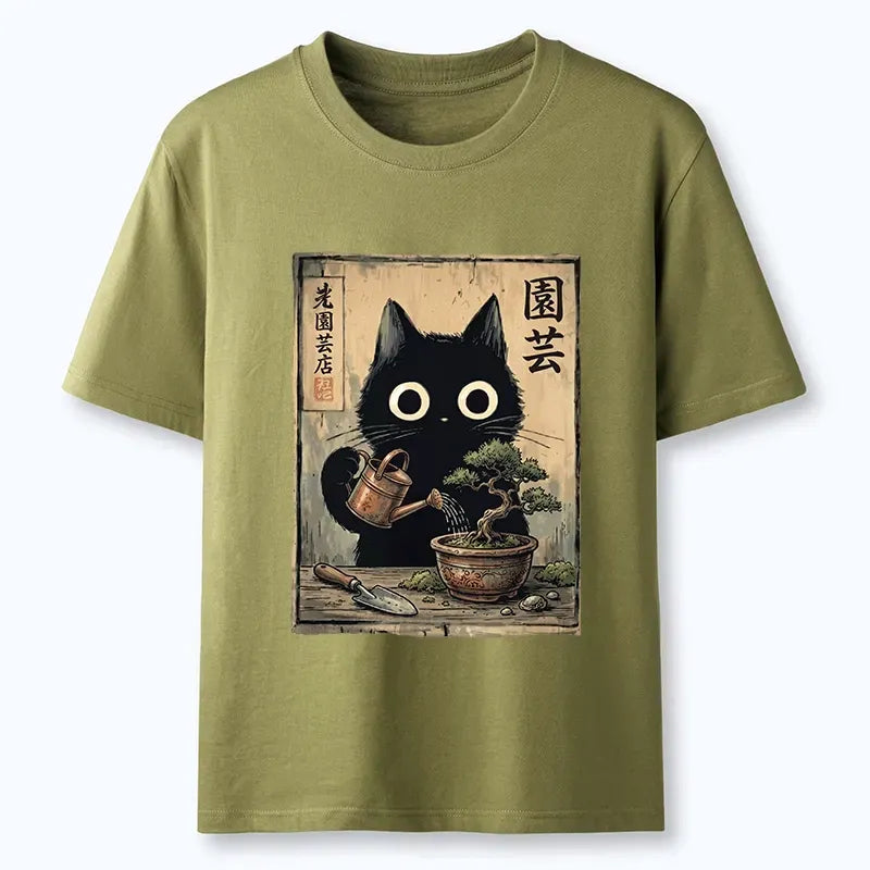 Kyoto-Lion Vintage Style Black Cat Tee