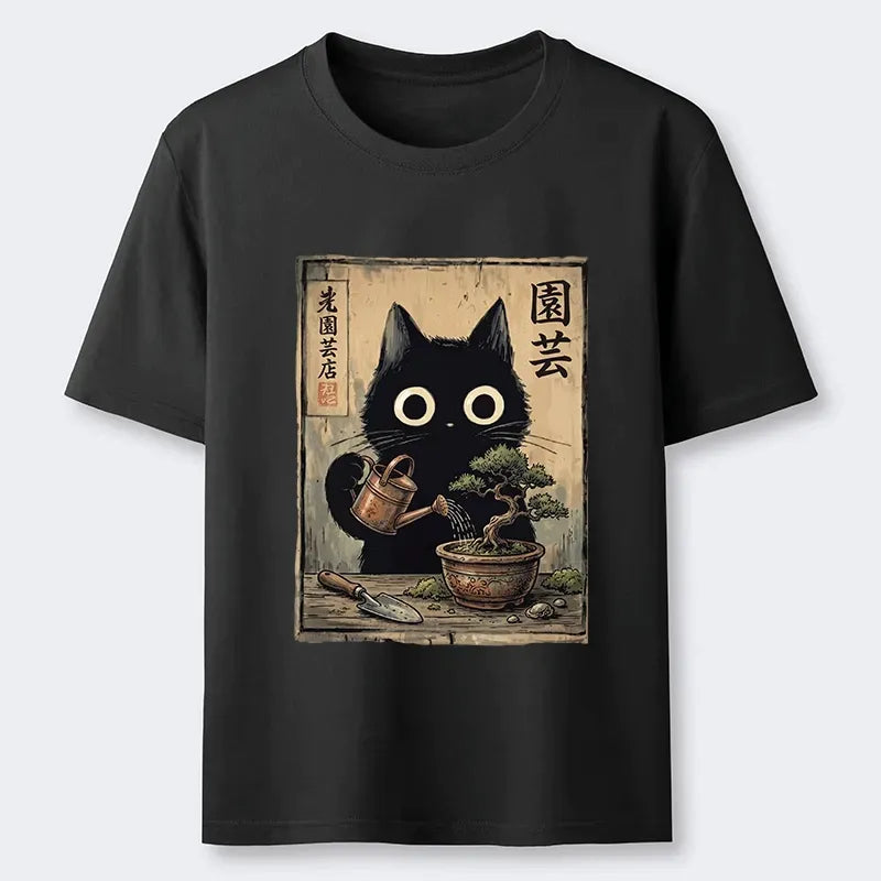 Black Cat Watering Bonsai Classic T-Shirt