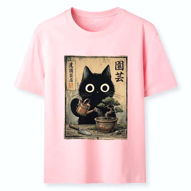 Kyoto-Lion Vintage Style Black Cat Tee
