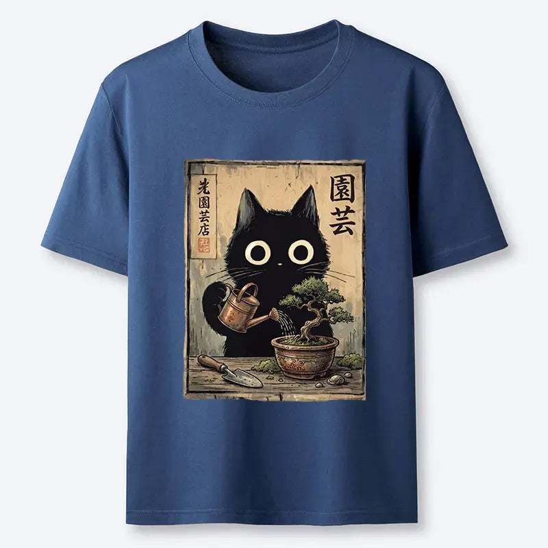 Black Cat Watering Bonsai Classic T-Shirt
